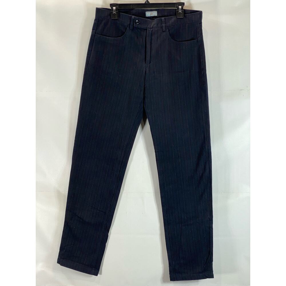 JCM JEY COLE MAN Men's Blue Striped Slim Straight-Leg Pant SZ 34X34